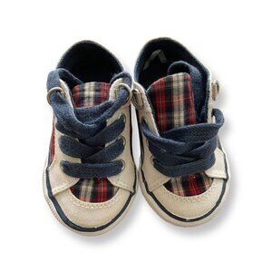 Zara Baby Sneakers US Size 2. Blue Lace Up Red Check